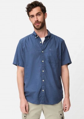CAMEL ACTIVE - Camel Active ανδρικό κοντομάνικο πουκάμισο button down με τσέπη και κεντημένο monogram Regular Fit - C261-409256-7S56 Μπλε