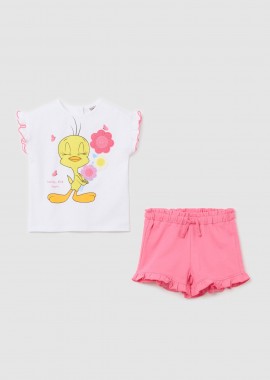 OVS βρεφικό σετ μπλούζα με Tweety print και σορτς (2 τεμάχια) - 002364698 Λευκό