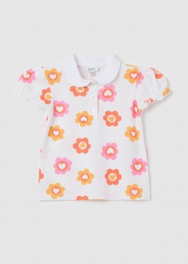 OVS βρεφική πόλο μπλούζα με floral print και γιακά - 002361610 Λευκό