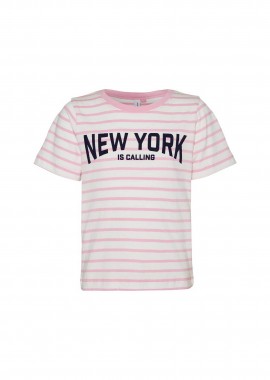 VERO MODA - Vero Moda παιδικό ριγέ T-shirt με lettering - 10285297 Ροζ