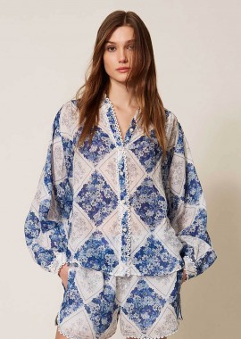 TWINSET - Twinset γυναικείο πουκάμισο με floral print - 261TP213E Γαλάζιο