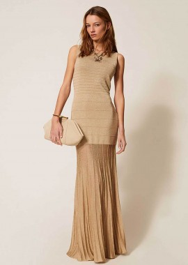 Twinset γυναικείο maxi φόρεμα με lurex - 261TP3123 Χρυσό