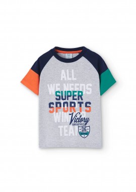 Boboli παιδικό T-shirt με letter print - 508182 Γκρι