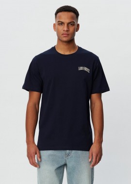 Les Deux ανδρικό T-shirt μονόχρωμο με λογότυπο στο στήθος και στρογγυλή λαιμόκοψη 