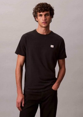 CALVIN KLEIN JEANS - Calvin Klein Jeans ανδρικό T-shirt μονόχρωμο με λογότυπο Regular Fit - LV04RC272G Μαύρο