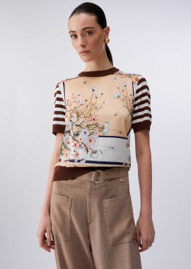 Liu Jo γυναικείο πουλόβερ με floral print - WA6386MS49I Λευκό