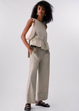LIU JO - Liu Jo γυναικείo παντελόνι Wide Leg - WA6498T4853 Γκρι Ανοιχτό