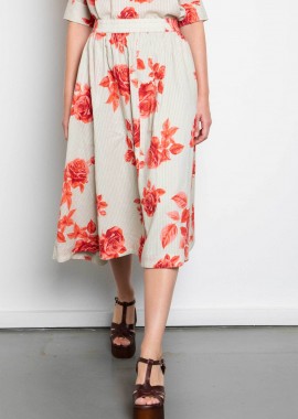 NISO - Niso γυναικεία φούστα midi με floral print - ALI01SKE26 Πορτοκαλί