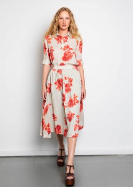 Niso γυναικείο πουκάμισο με floral print - ALI02SHE26 Πορτοκαλί