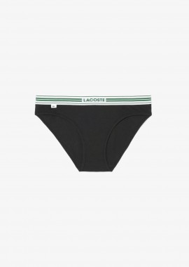 Lacoste γυναικείο εσώρουχο brief με contrast μέση και λογότυπο - 8F1333-00 Μαύρο