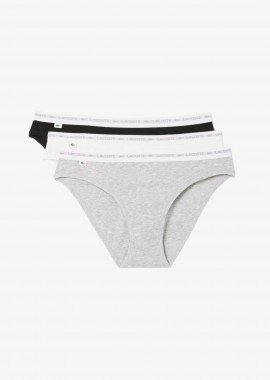 Lacoste σετ γυναικεία εσώρουχα brief με contrast μέση και λογότυπο (3 τεμάχια) - 8F1338 Γκρι