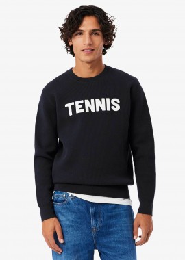 LACOSTE - Lacoste ανδρικό πουλόβερ ribbed με motif