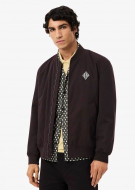 LACOSTE - Lacoste ανδρικό αδιάβροχο bomber jacket με retro logo - BH0724-00 Καφέ Σκούρο