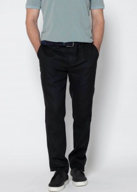 The Bostonians ανδρικό λινό παντελόνι chino Regular Fit - CN3010424 Μαύρο