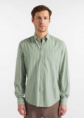 HARMONT & BLAINE - Harmont & Blaine ανδρικό πουκάμισο button down με ριγέ σχέδιο και κεντημένο λογότυπο Regular Fit - CRQ011013688B Πράσινο Ανοιχτό