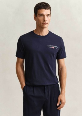 GANT - Gant ανδρικό T-shirt με graphic logo print Regular Fit - 2003394 Μπλε Σκούρο