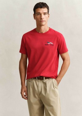 GANT - Gant ανδρικό T-shirt με graphic logo print Regular Fit - 2003394 Κόκκινο
