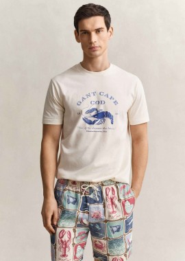 GANT - Gant ανδρικό T-shirt με graphic print Regular Fit - 2003425 Εκρού