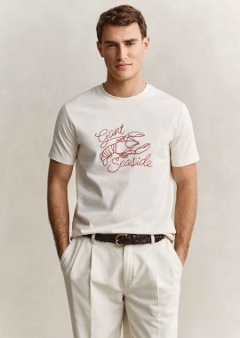 GANT - Gant ανδρικό T-shirt με graphic print Regular Fit - 2003443 Κρέμ
