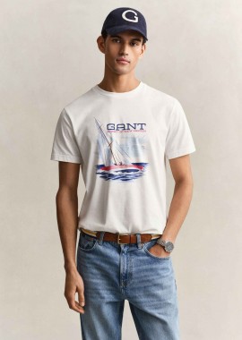GANT - Gant ανδρικό T-shirt με graphic print Regular Fit - 2003444 Λευκό