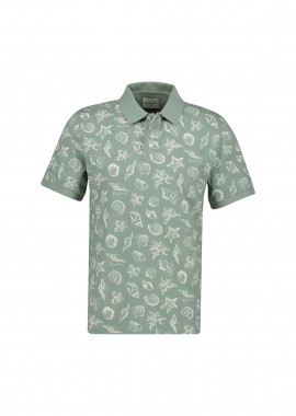 Gant ανδρική μπλούζα πόλο πικέ με all-over print Regular Fit - 2014109 Γκρι Γαλάζιο