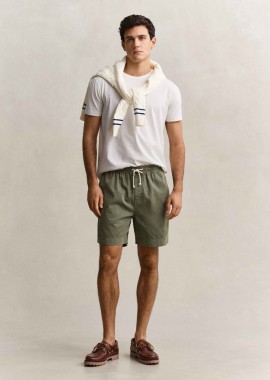 GANT - Gant ανδρική βερμούδα με ελαστική μέση Regular Fit - 205645 Λαδί