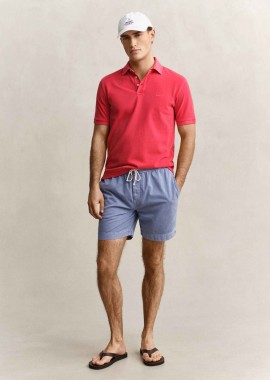 Gant ανδρική βερμούδα με ελαστική μέση Regular Fit - 205645 Μπλε Ανοιχτό