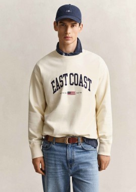 GANT - Gant ανδρική μπλούζα φούτερ με graphic print Relaxed Fit - 2067123 Κρέμ