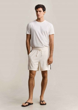 Gant ανδρική βερμούδα terry cloth με ελαστική μέση και contrast ρίγα στα πλαϊνά Regular Fit - 2069082 Εκρού