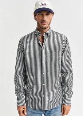 GANT - Gant ανδρικό πουκάμισο button down με ριγέ σχέδιο και τσέπη με κεντημένο λογότυπο Regular Fit - 3000130 Μαύρο