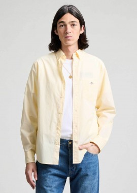 GANT - Gant ανδρικό πουκάμισο button down με ψιλό ριγέ σχέδιο και τσέπη με κεντημένο λογότυπο Regular Fit - 3000140 Κίτρινο Ανοιχτό