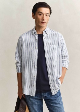 GANT - Gant ανδρικό πουκάμισο button down με ριγέ σχέδιο και τσέπη με λογότυπο Regular Fit - 3260081 Μπλε