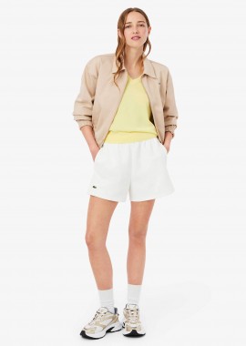 Lacoste γυναικείο σορτς πικέ με κεντημένο λογότυπο - GF6901-00 Λευκό