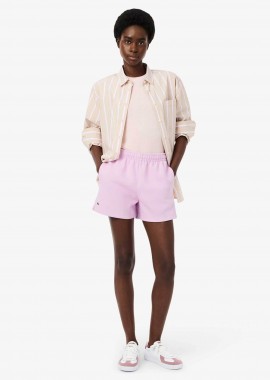 Lacoste γυναικείο σορτς πικέ με κεντημένο λογότυπο - GF6901-00 Ροζ Ανοιχτό
