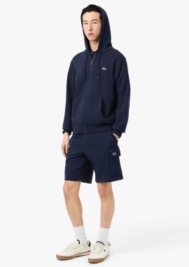 LACOSTE - Lacoste ανδρική βερμούδα cargo με ελαστική μέση και λογότυπο Regular Straight Fit - GH9743-00 Μπλε Σκούρο