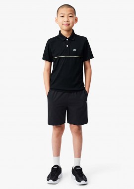 Lacoste παιδικό σορτς Ultra Dry με contrast ρίγα με λογότυπο - GJ6311 Μαύρο