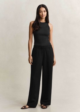 Gant γυναικείο παντελόνι με ελαστική μέση Relaxed Fit - 4150381 Μαύρο