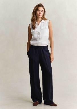 GANT - Gant γυναικείο παντελόνι με ελαστική μέση Relaxed Fit - 4150381 Μπλε Σκούρο