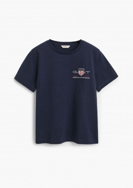 GANT - Gant γυναικείο T-shirt με κεντημένο graphic logo Regular Fit - 4200277 Μπλε Σκούρο