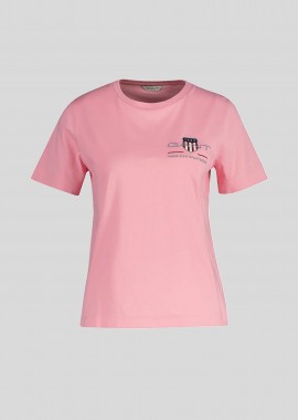 Gant γυναικείο T-shirt με κεντημένο graphic logo Regular Fit - 4200277 Ροζ