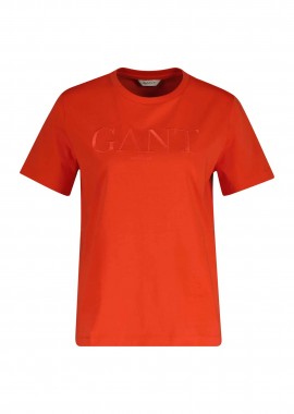 GANT - Gant γυναικείο T-shirt με ton-sur-ton κεντημένο λογότυπο Regular Fit - 4200502 Κοραλί