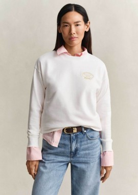 GANT - Gant γυναικεία μπλούζα φούτερ με rope graphic logo Regular Fit - 4201339 Λευκό