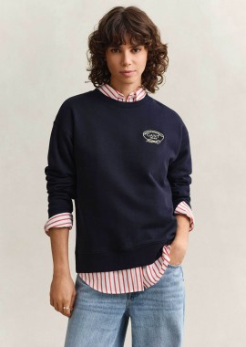 GANT - Gant γυναικεία μπλούζα φούτερ με rope graphic logo Regular Fit - 4201339 Μπλε Σκούρο