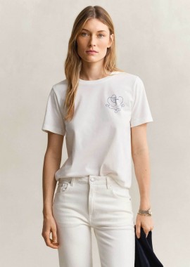 GANT - Gant γυναικείο T-shirt με graphic print Regular Fit - 4201440 Λευκό