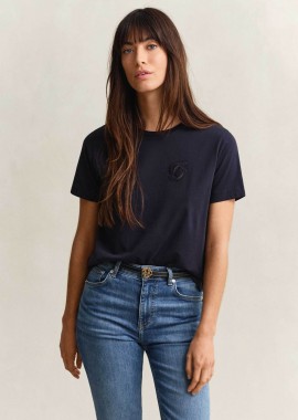 Gant γυναικείο T-shirt με κεντημένο script graphic logo Regular Fit - 4201450 Μπλε Σκούρο