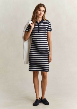 GANT - Gant γυναικείο mini φόρεμα πόλο πικέ με ριγέ σχέδιο Slim Fit - 4201463 Μπλε Σκούρο
