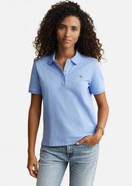 GANT - Gant γυναικεία μπλούζα πόλο πικέ με λογότυπο Regular Fit - 4201489 Μπλε Ανοιχτό