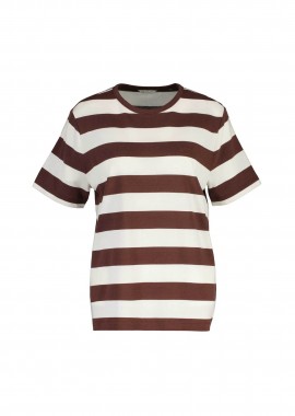 GANT - Gant γυναικείο T-shirt με ριγέ σχέδιο και λογότυπο Relaxed Fit - 4201578 Καφέ