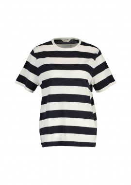 Gant γυναικείο T-shirt με ριγέ σχέδιο και λογότυπο Relaxed Fit - 4201578 Μπλε Σκούρο