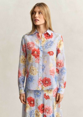 GANT - Gant γυναικείο πουκάμισο με μετάξι και floral print Regular Fit - 4300634 Γαλάζιο